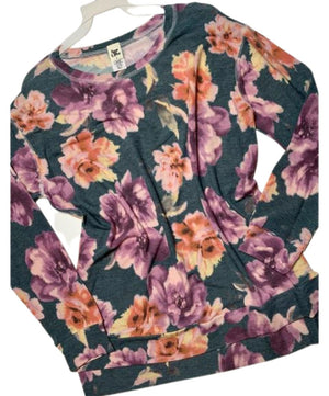 Scattered Blooms Hi-Lo Crew Neck