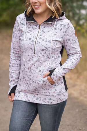 HalfZip Hoodie - Tan Micro Floral and Black by Michelle Mae