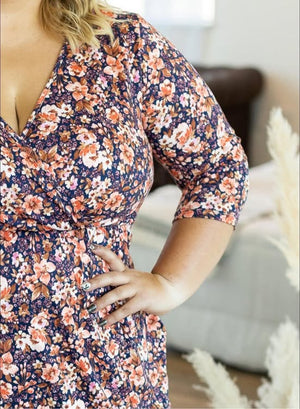 Taylor Dress - Buttery Soft Navy Floral by Michelle Mae