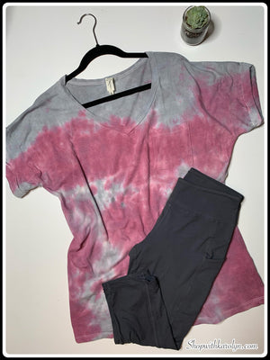 Smoke & Raspberries Tie Dye Tee w/ Pocket