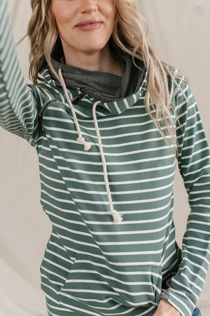 DoubleHood Sweatshirt - Line It Up Sea Green