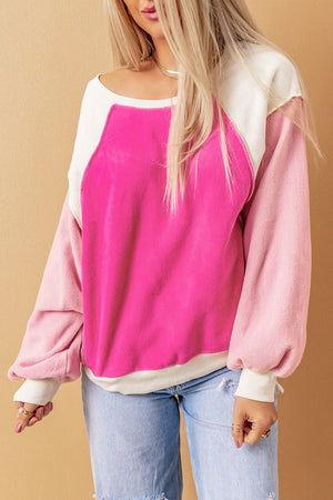 Dropped Shoulder Color Block Fleece Sweatshirt - 3 colors