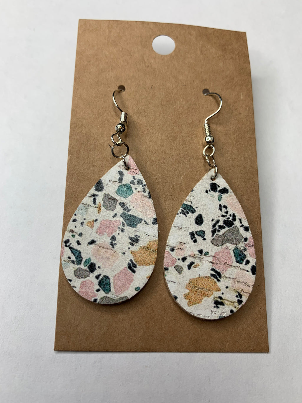 Confetti Tear Drop - Leather Earring