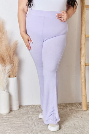 RISEN High Waist Ultra Soft Knit Flare Pants Lavender