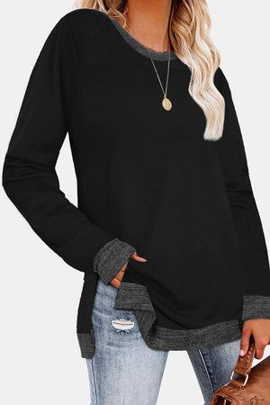 Round Neck Long Sleeve Slit tunic - 11 colors