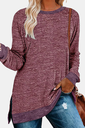 Round Neck Long Sleeve Slit tunic - 11 colors