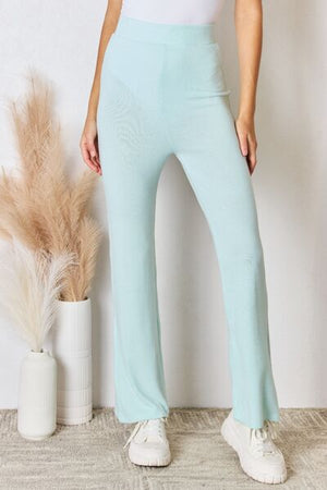 RISEN High Waist Ultra Soft Knit Flare Pants Mint