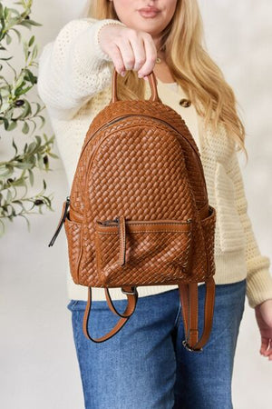 SHOMICO PU Leather Woven Backpack - 2 colors