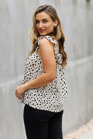 Be Stage Woven Animal Print Tank Top in Cream