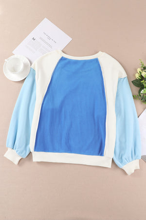 Dropped Shoulder Color Block Fleece Sweatshirt - 3 colors