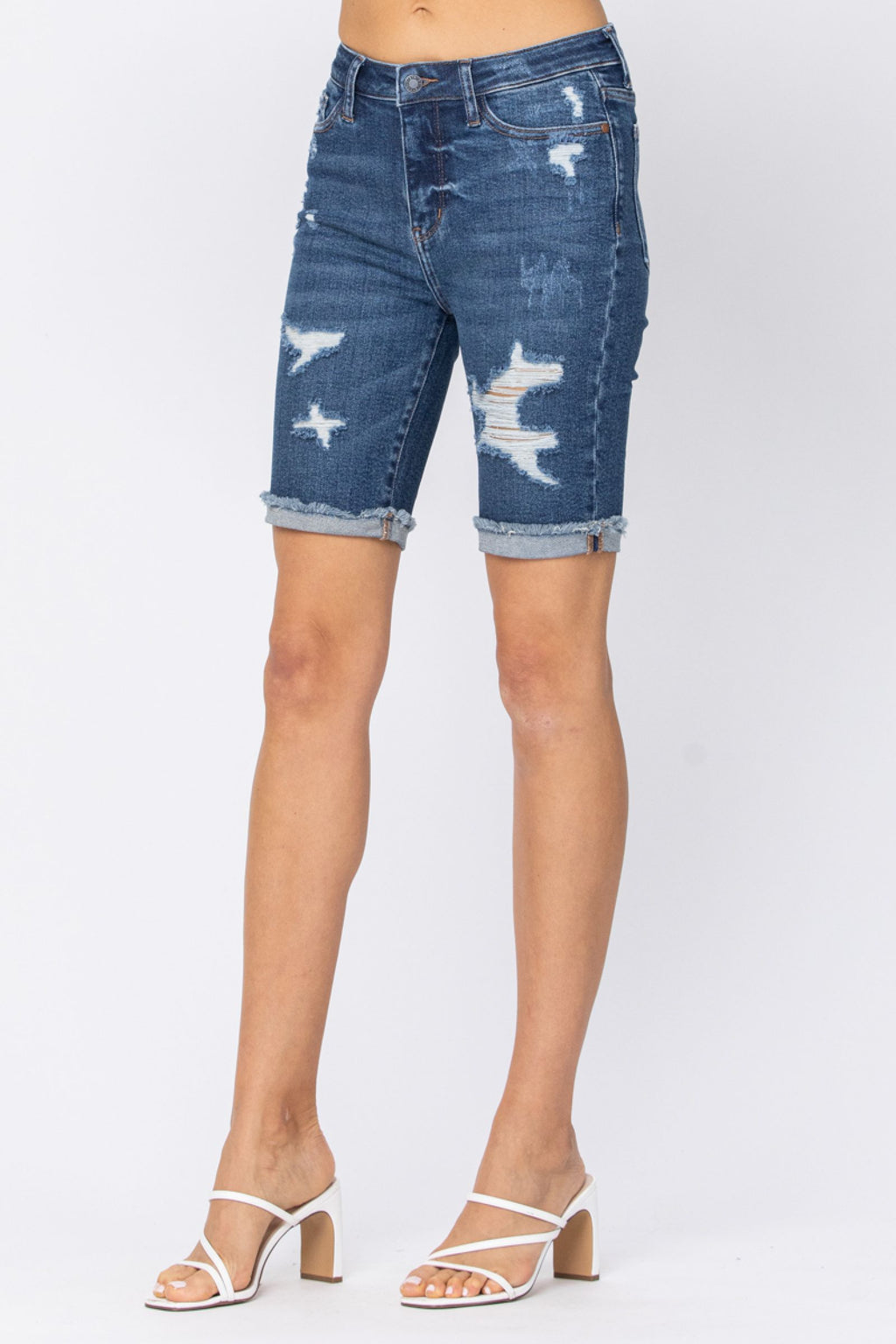 Judy Blue High Waist Destroyed Bermuda Shorts