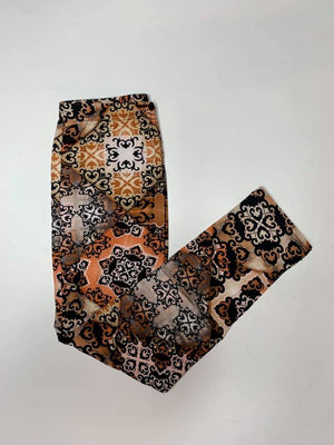 Kids Buttery Soft Leggings - Brown Patchwork