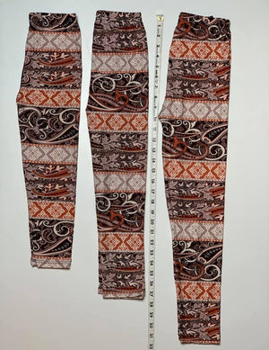 Kids Buttery Soft Leggings - Brown Patchwork