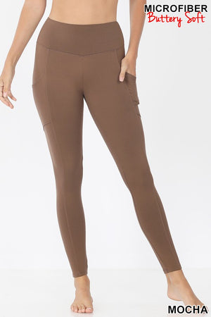 Zenana Yoga Band Leggings with Pockets Buttery Soft Asst Colors