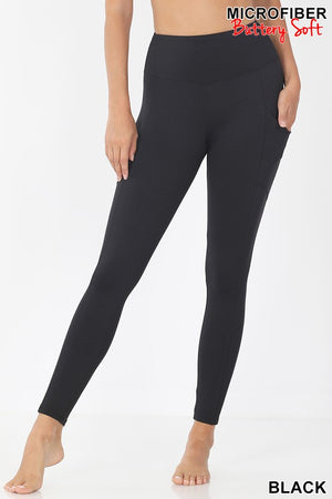 Zenana Yoga Band Leggings with Pockets Buttery Soft Asst Colors