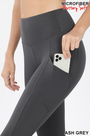 Zenana Yoga Band Leggings with Pockets Buttery Soft Asst Colors