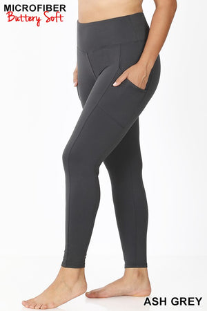 Zenana Yoga Band Leggings with Pockets Buttery Soft Asst Colors