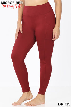 Zenana Yoga Band Leggings with Pockets Buttery Soft Asst Colors