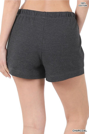 Zenana Drawstring Waist Patch Pocket Shorts - Asst colors
