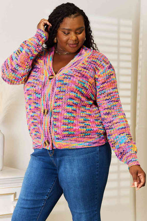 V-Neck Multicolor Long Sleeve Cardigan