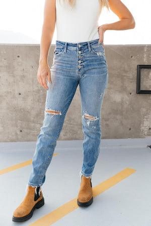 Judy Blue High Rise Boyfriend Button Fly Denim