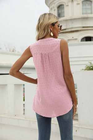 Swiss Dot Notched Neck Tank - 9 colors