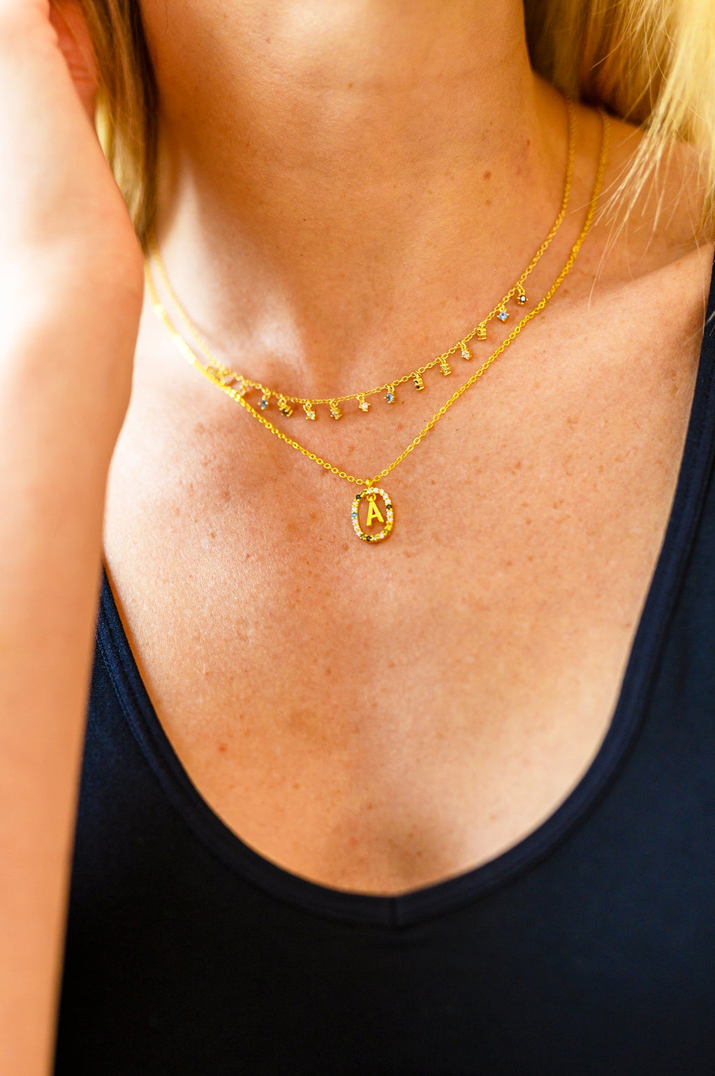 Mi Amor Gold Dipped Initial Necklace - waterproof & adjustable