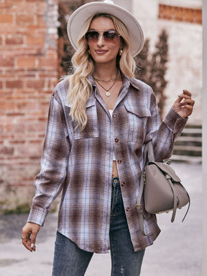 Plaid Dropped Shoulder Flannel Shirt - 7 colors