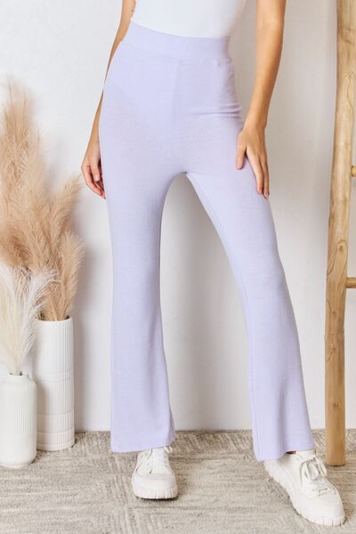 RISEN High Waist Ultra Soft Knit Flare Pants Lavender