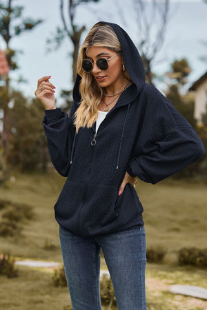 Cable Knit Long Sleeve Hooded Jacket - 8 colors