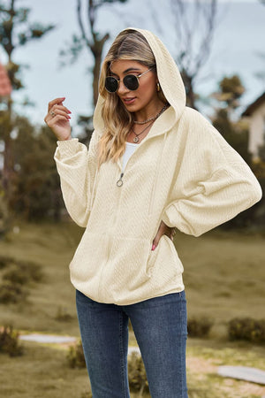 Cable Knit Long Sleeve Hooded Jacket - 8 colors