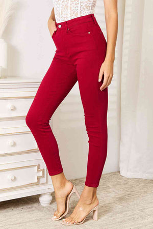 Judy Blue High Waist Tummy Control Skinny Jeans Deep Red