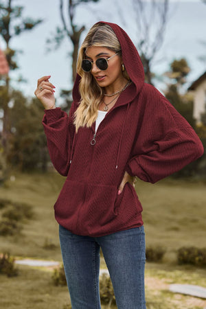 Cable Knit Long Sleeve Hooded Jacket - 8 colors