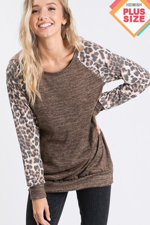 Animal Print contrast raglan top