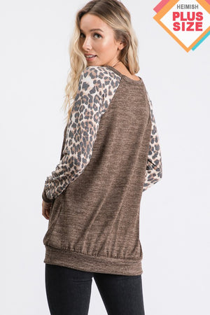 Animal Print contrast raglan top