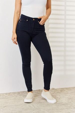 Judy Blue High Waist Garment Dyed Tummy Control Skinny Jeans Navy