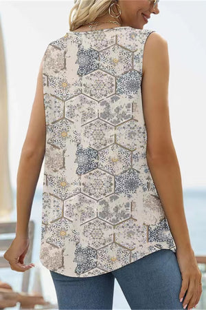 Printed Square Neck Curved Hem Tank - 8 designs