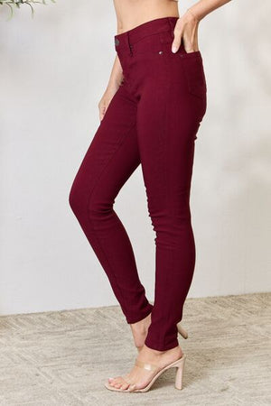 YMI Jeanswear Hyperstretch Mid Rise Skinny Jeans Dark Wine