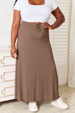 Soft Rayon Drawstring Waist Maxi Skirt Rayon - 3 colors