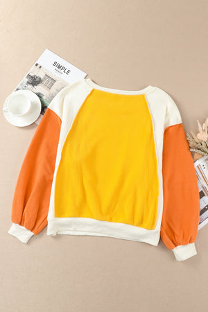 Dropped Shoulder Color Block Fleece Sweatshirt - 3 colors