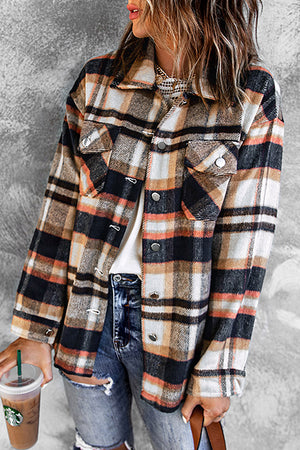 Plaid Flannel Button Front Shacket with Breast Pockets - 4 colors