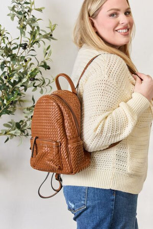 SHOMICO PU Leather Woven Backpack - 2 colors