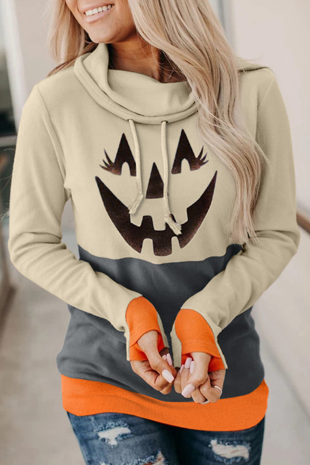 Long Sleeve Jack-O'-Lantern Graphic Sweatshirt - 2 colors