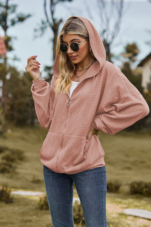 Cable Knit Long Sleeve Hooded Jacket - 8 colors