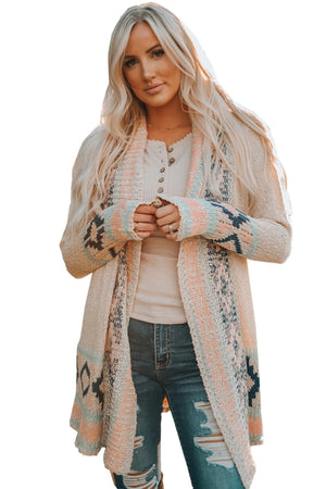 Aztec Open Front Longline Cardigan