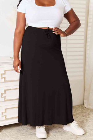 Soft Rayon Drawstring Waist Maxi Skirt Rayon - 3 colors