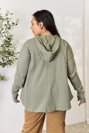 Culture Code Half Button Hoodie Olive