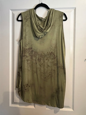 Piphany La Jolla Hooded Sleeveless Tunic - Olive Tie Dye