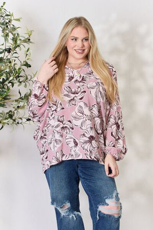 Heimish Floral V-Neck Balloon Sleeve Blouse