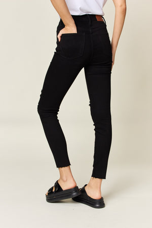 Judy Blue High Waist Distressed Tummy Control Skinny Jeans Black